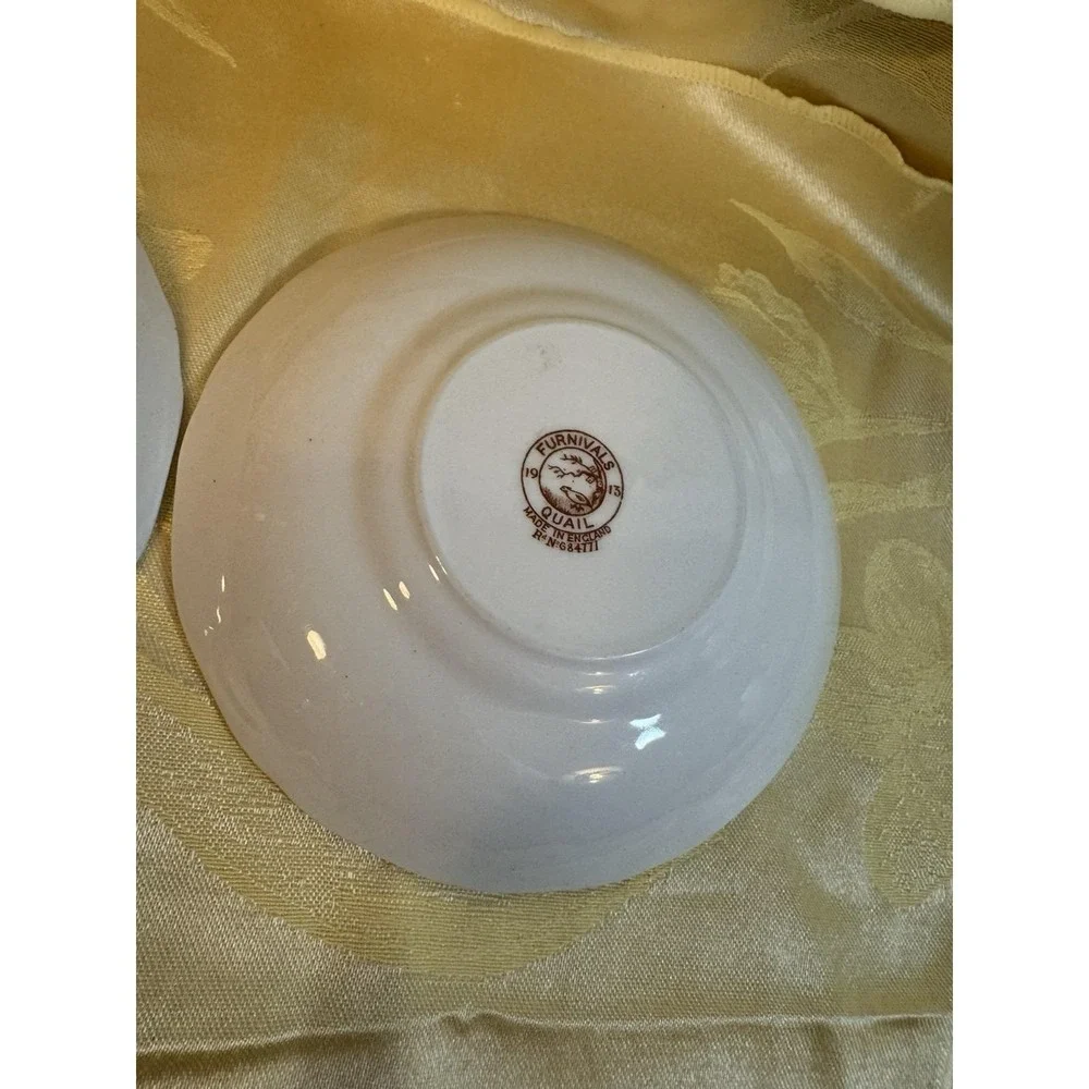 Furnivals Brown Quail England Set 2 Cereal Bowls, Excellent Condition Antique